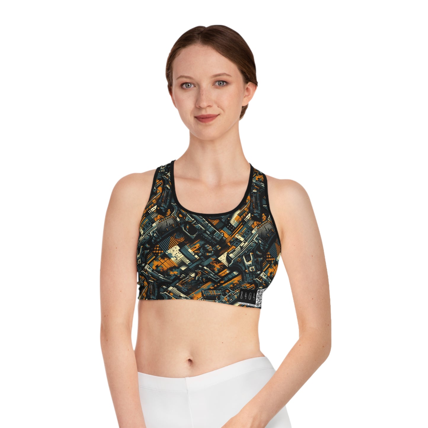 Digital Punk Futuristic Grunge Sports Bra - 8404 Design-47