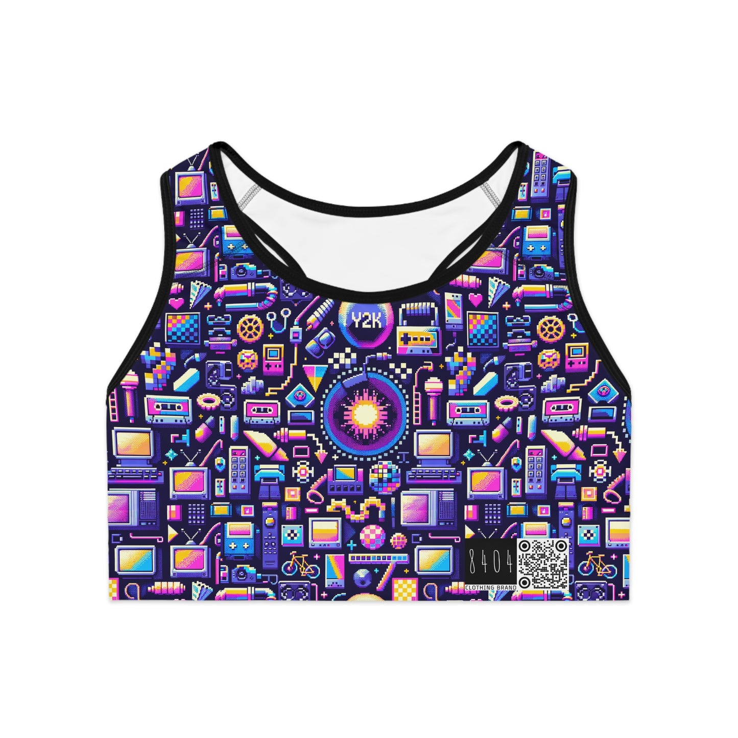 Digital Nostalgia Modern Retro Fusion Sports Bra - 8404 Design-64