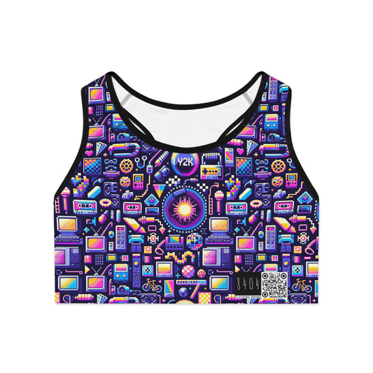 Digital Nostalgia Modern Retro Fusion Sports Bra - 8404 Design-64