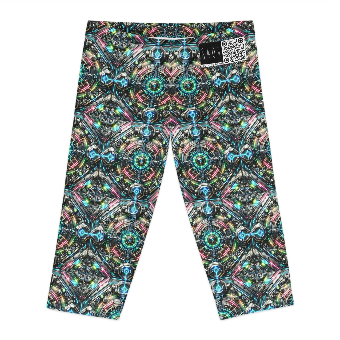 Tech-Infused Futurism Futuristic Tech Women's Capri Leggings - 8404 Design-53