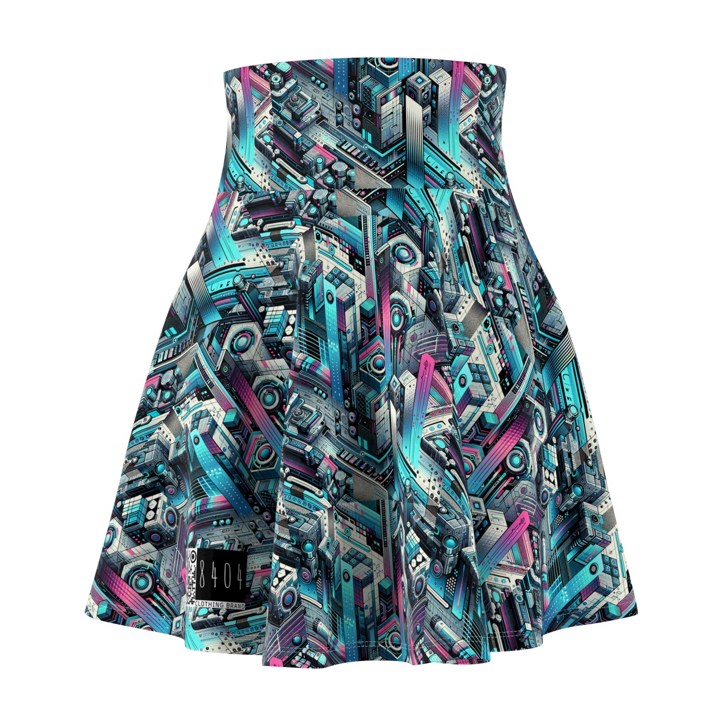 Digital Motion Futuristic Tech Women's Skater Skirt - 8404 Design-40