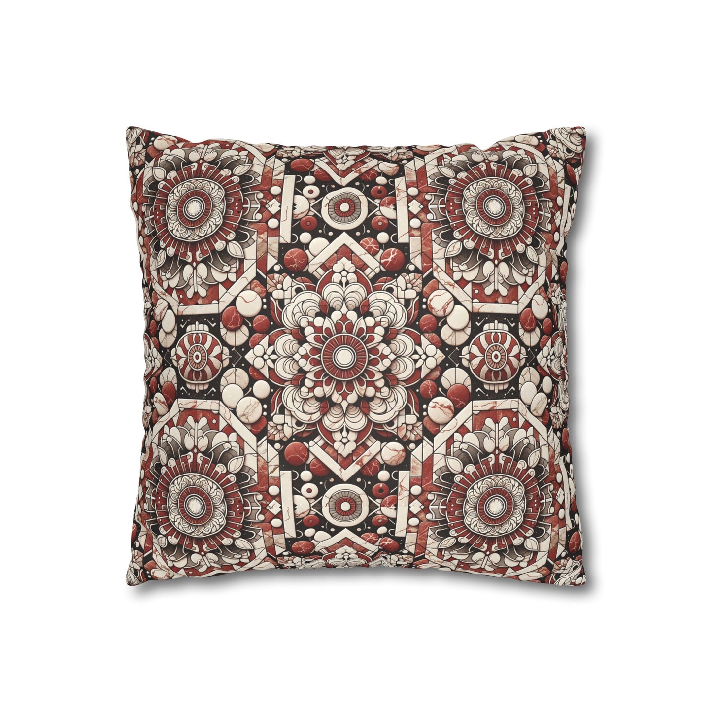 Neo Jomon Sculptural Aesthetics Artisanal Streetwear Faux Suede Square Pillowcase - 8404 Design-55