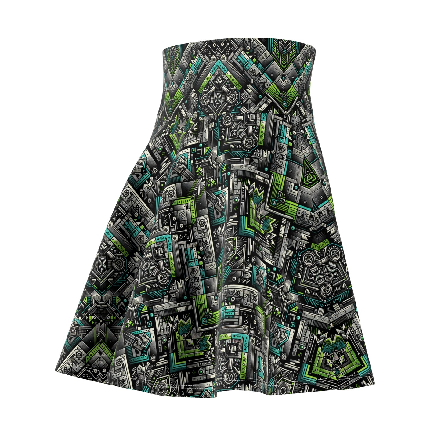 Tech-Infused Graphics Tech-Forward Streetwear Women's Skater Skirt - 8404 Design-48