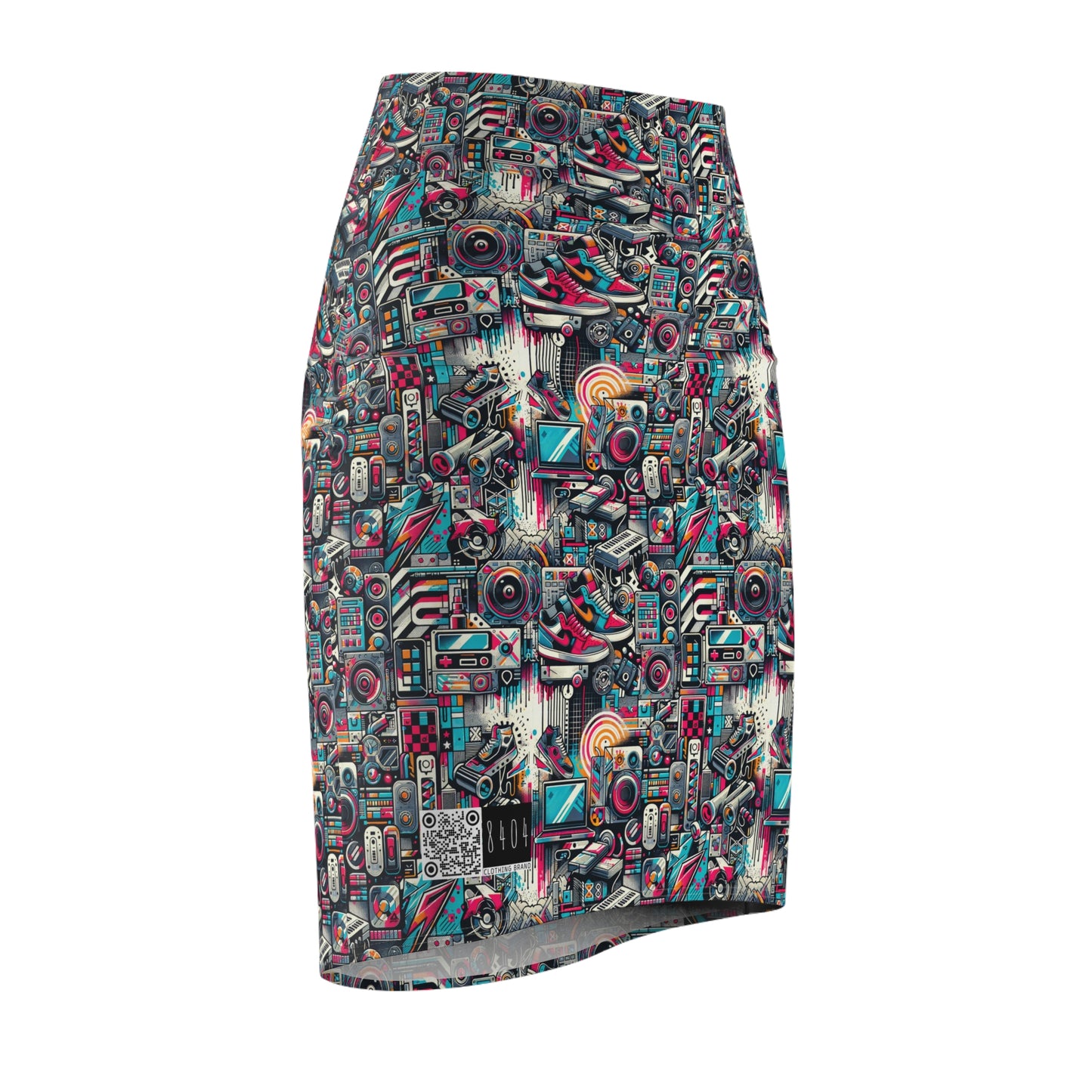 Urban Graffiti Fusion Eclectic Street Art Meets Modern Tech Culture Women's Pencil Skirt - 8404 Design-50