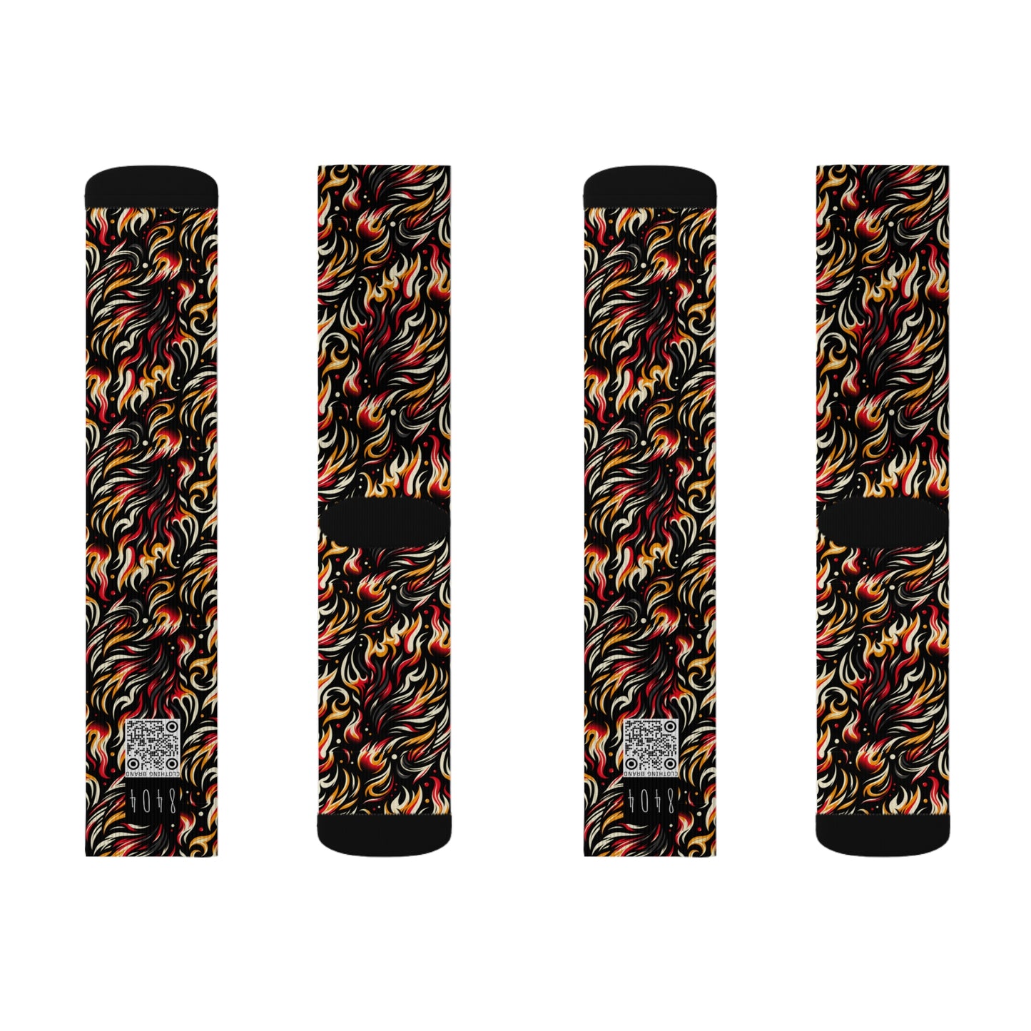 Fire & Flames Bold Streetwear Statement Sublimation Socks - 8404 Design-60