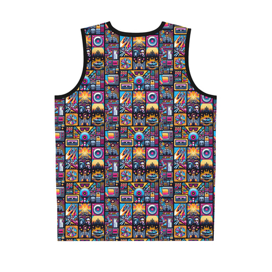 Digital Pop Culture Mashup Maximalist Pop Basketball Jersey - 8404 Design-52