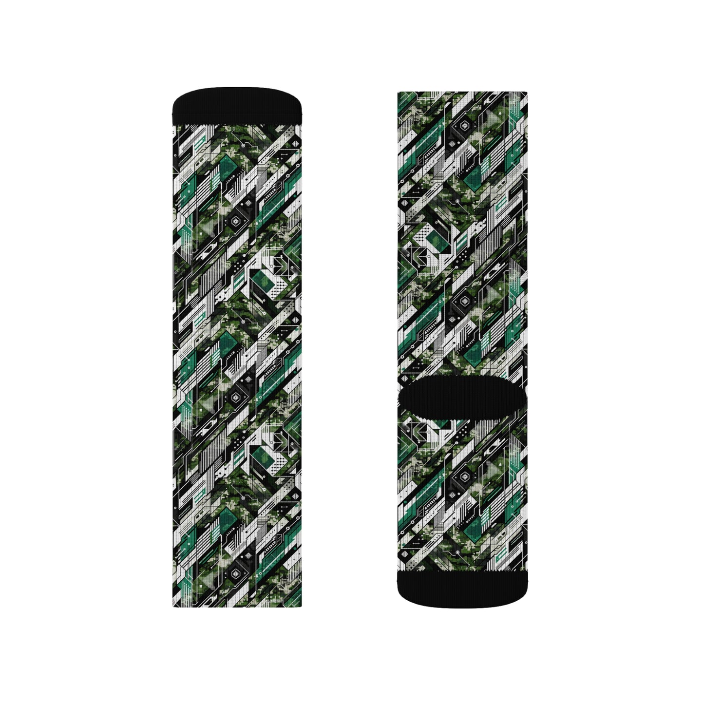 Tech Camo Fusion Tech-Forward Streetwear With a Futuristic Edge Sublimation Socks - 8404 Design-63