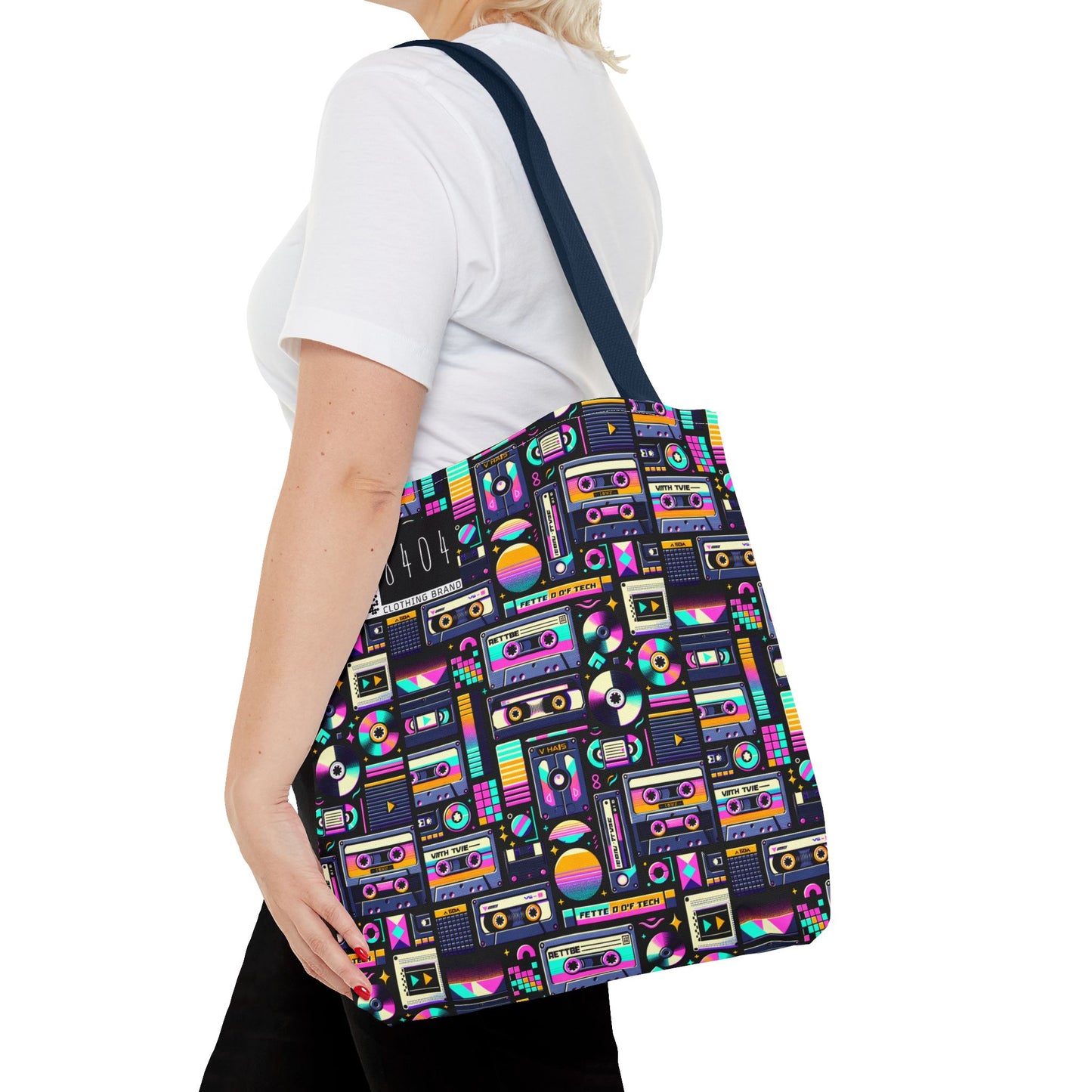 Digital Nostalgia Tech-Inspired Retro Fusion Tote Bag - 8404 Design-48