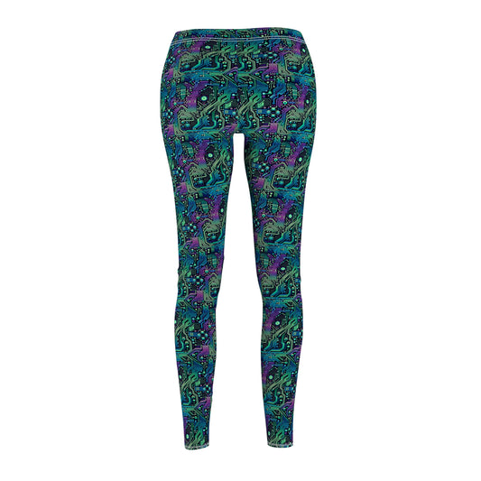 Tech-Infused Neon Tech-Forward Streetwear Women's Cut & Sew Casual Leggings - 8404 Design-66
