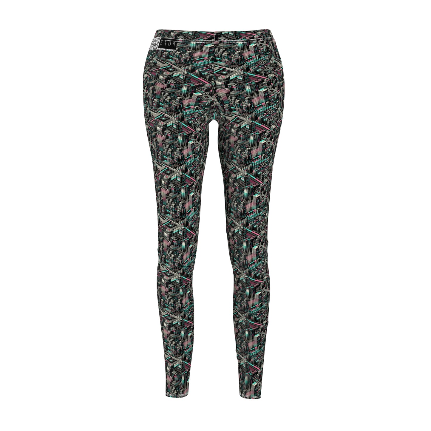 Digital Dreamland Tech-Inspired Streetwear Women's Cut & Sew Casual Leggings - 8404 Design-51