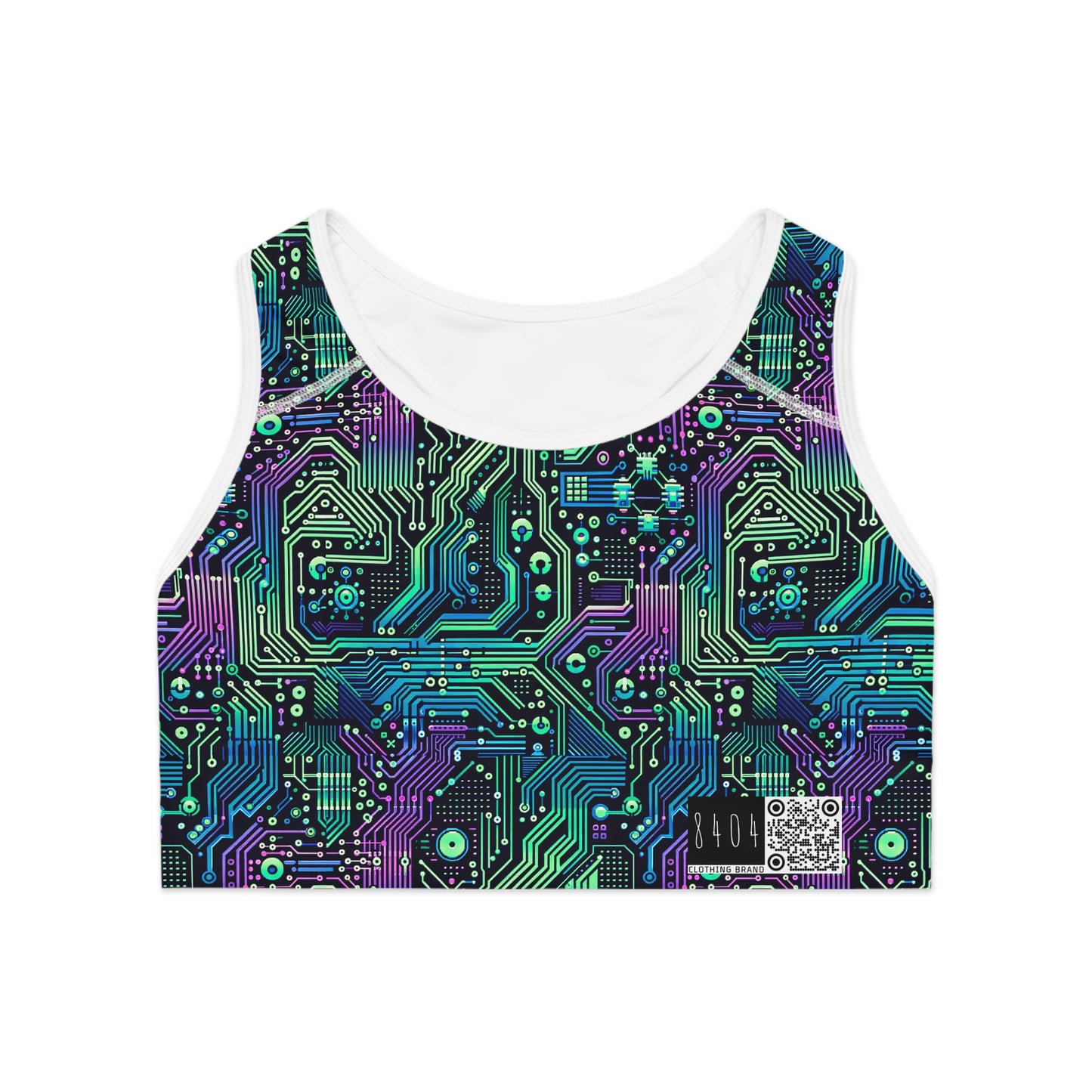 Tech-Infused Neon Tech-Forward Streetwear Sports Bra - 8404 Design-66