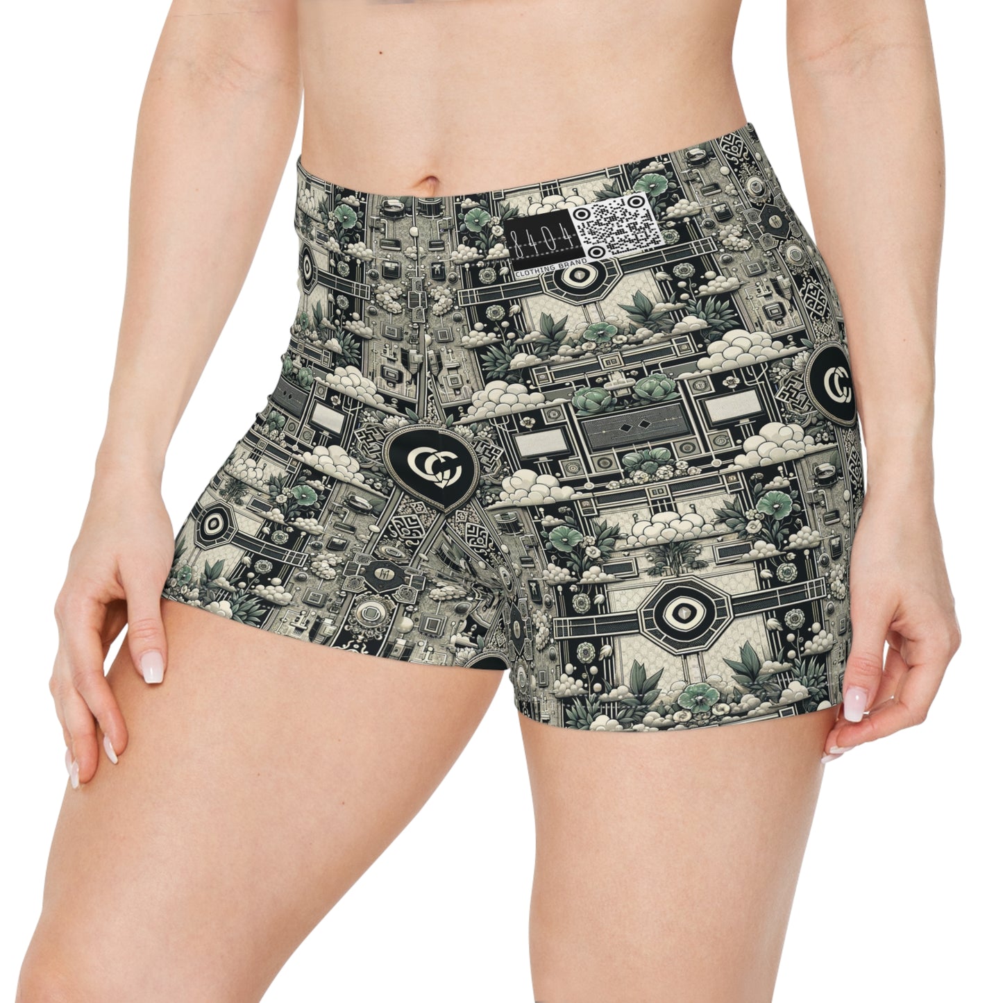 Cyber Garden Party Tech Garden Extravaganza Women's Shorts - 8404 Design-54