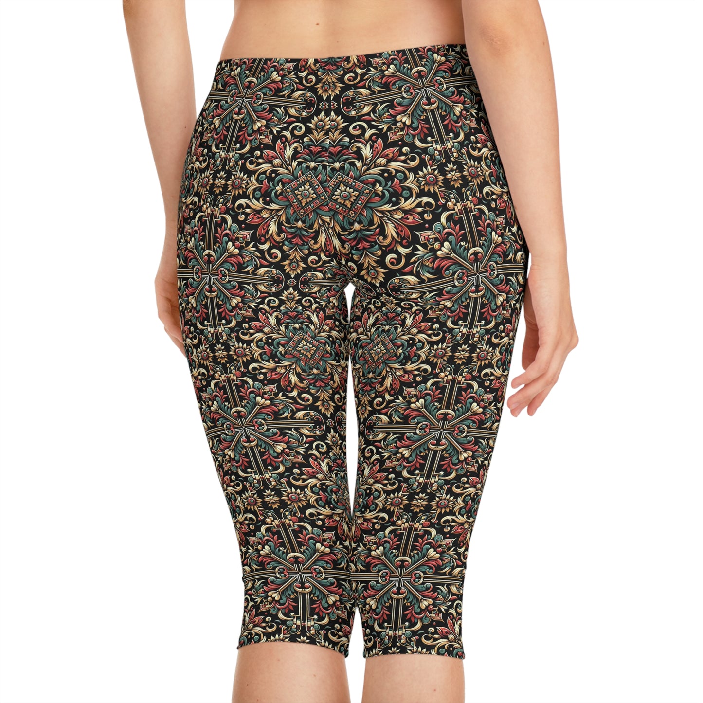 Streetwear Renaissance Artistic Clash of Old and New Women's Capri Leggings - 8404 Design-46