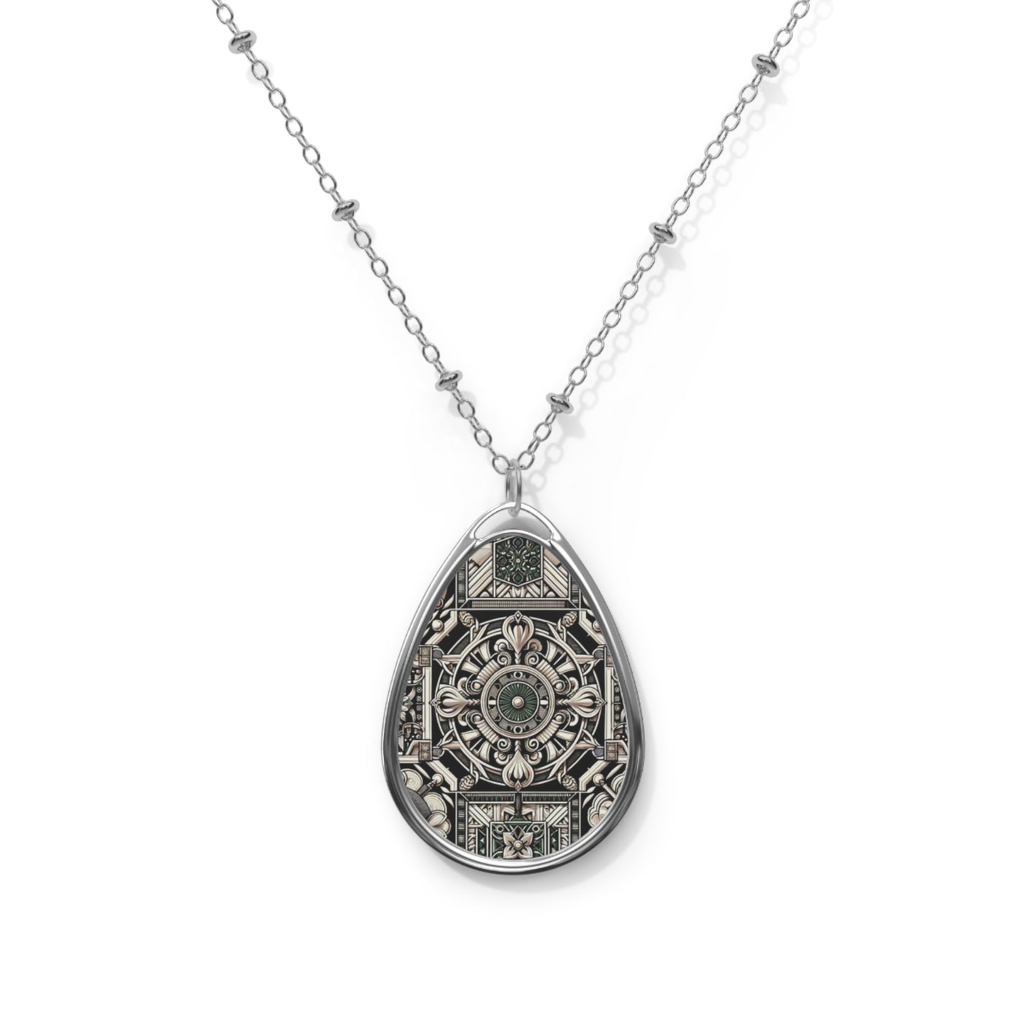 Cyber Garden Party Tech Garden Extravaganza Oval Necklace - 8404 Design-45
