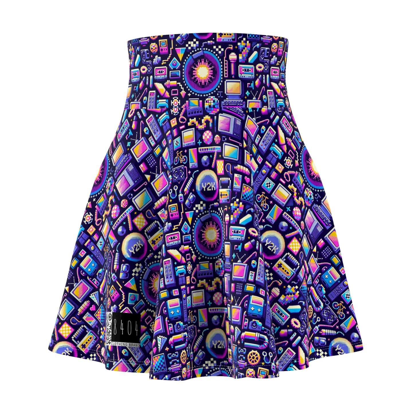 Digital Nostalgia Modern Retro Fusion Women's Skater Skirt - 8404 Design-64