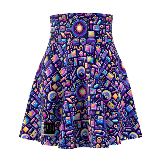 Digital Nostalgia Modern Retro Fusion Women's Skater Skirt - 8404 Design-64
