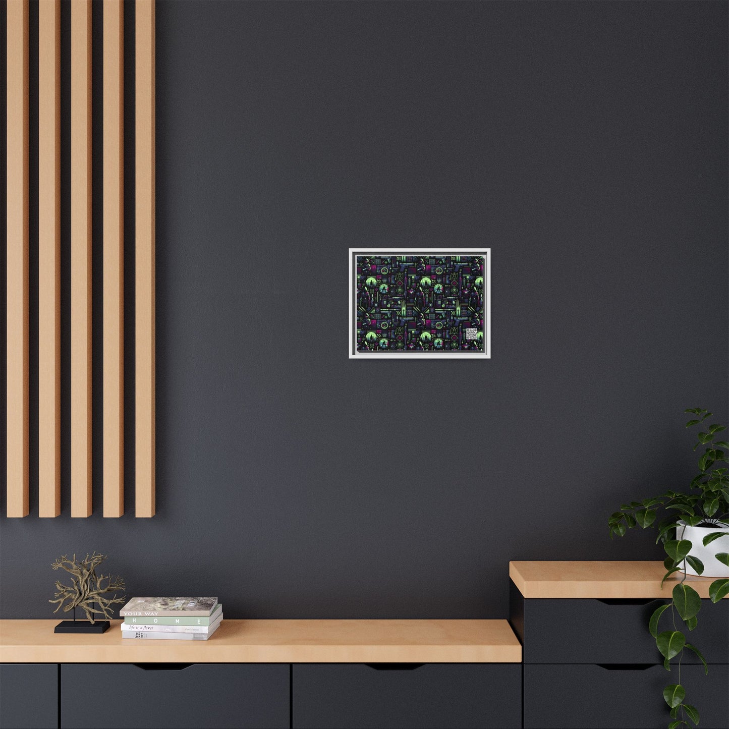 Tech Noir Futuristic Cyberpunk Matte Canvas, Framed (multi-Color) - 8404 Design-63 A