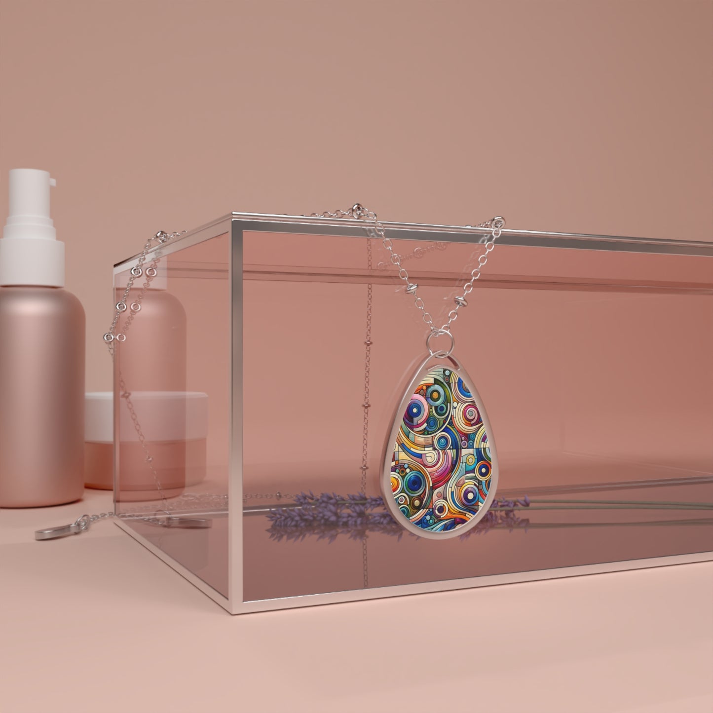 Digital Artistic Expression Artistic Streetwear Oval Necklace - 8404 Design-49