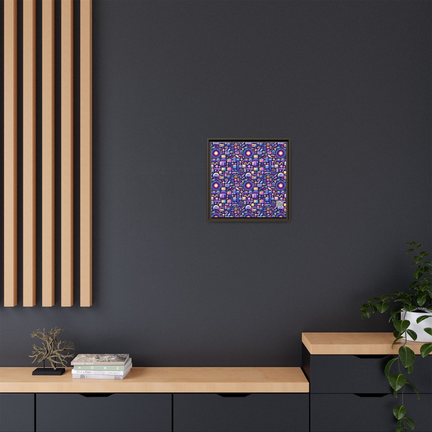 Digital Nostalgia Modern Retro Fusion Matte Canvas, Framed (multi-Color) - 8404 Design-64 B