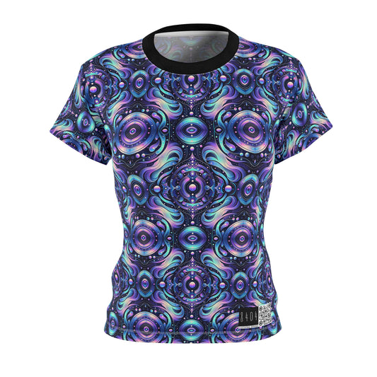 Iridescent Tech Fusion Tech-Forward Streetwear Women's Cut & Sew Tee - 8404 Design-62