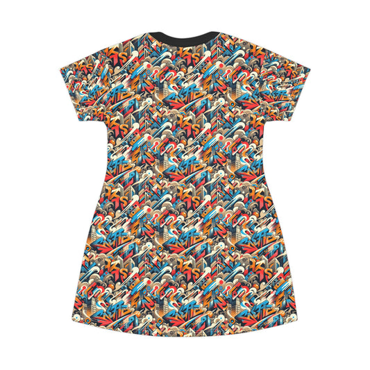Neo-Traditional Street Art Modern Street Art Fusion T-Shirt Dress - 8404 Design-44