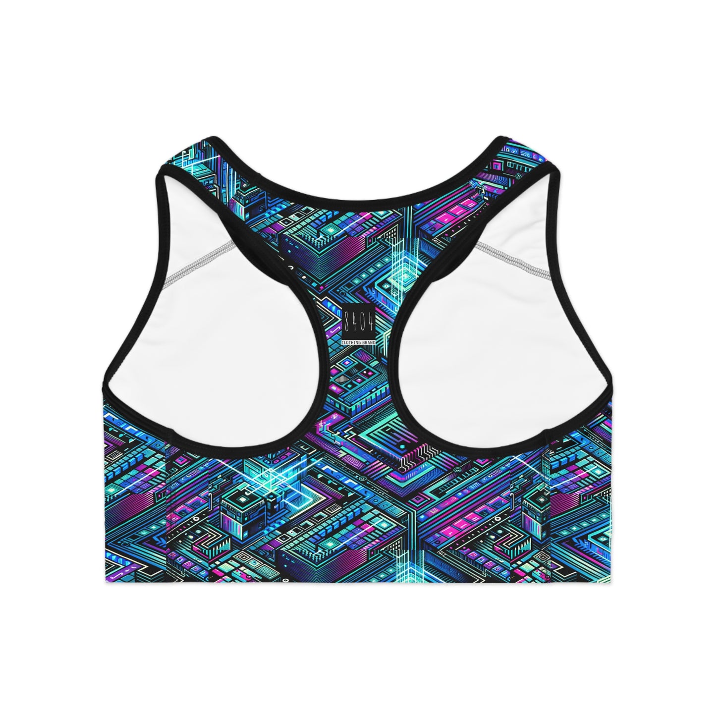 Digital Dreamland Futuristic Tech Aesthetic Sports Bra - 8404 Design-42