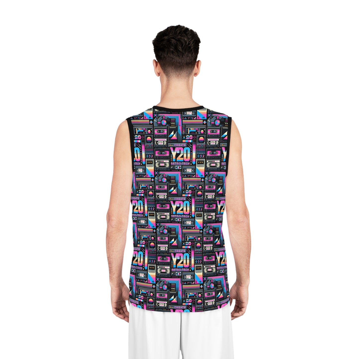 Digital Nostalgia Tech-Inspired Retro Fusion Basketball Jersey - 8404 Design-65