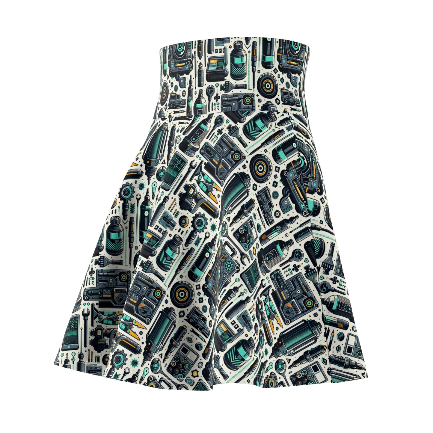 Tech Utility Fusion Modern Tech Streetwear Women's Skater Skirt - 8404 Design-53
