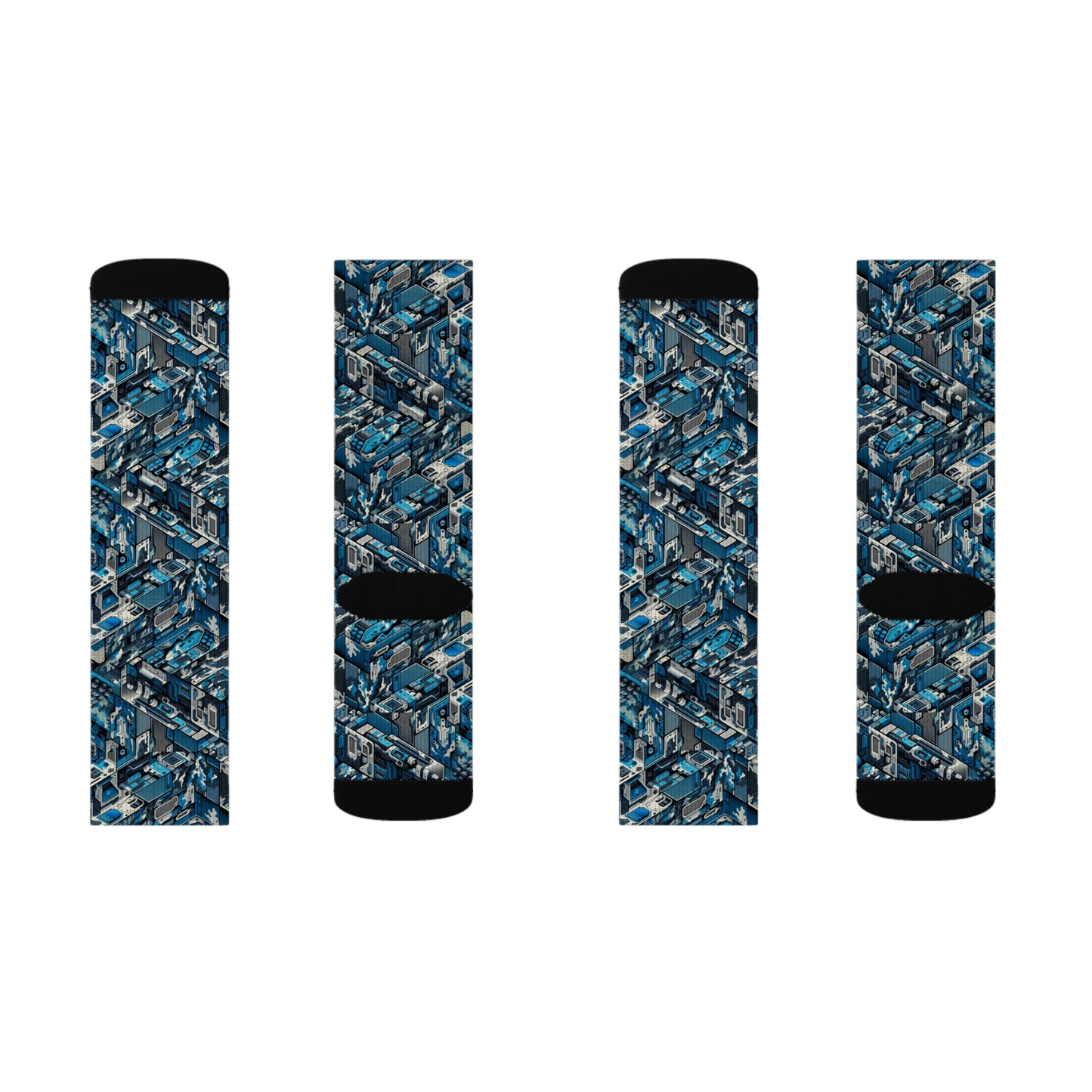Tech Urban Camo Tech-Forward Streetwear With a Futuristic Military Edge Sublimation Socks - 8404 Design-51