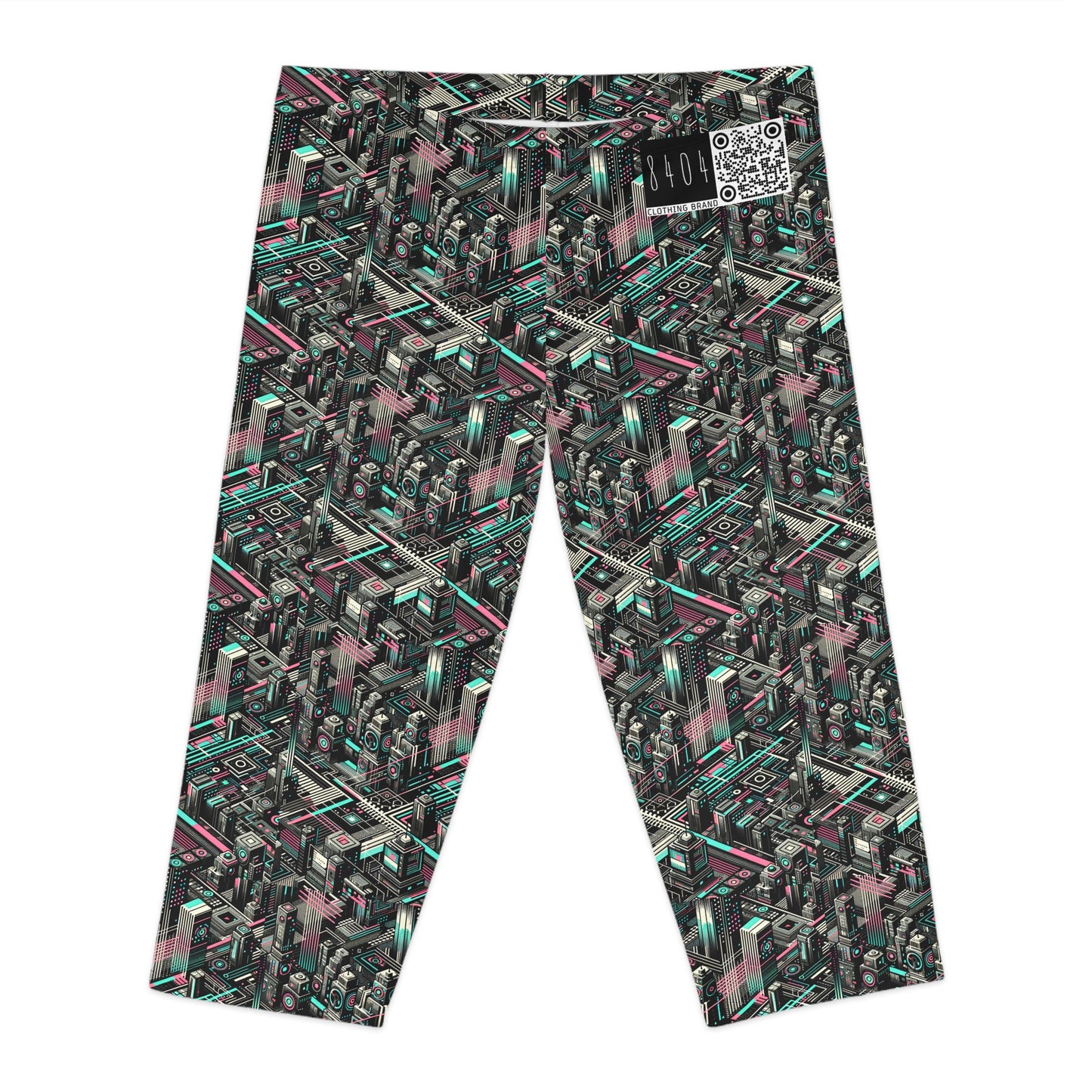 Digital Dreamland Tech-Inspired Streetwear Women's Capri Leggings - 8404 Design-51
