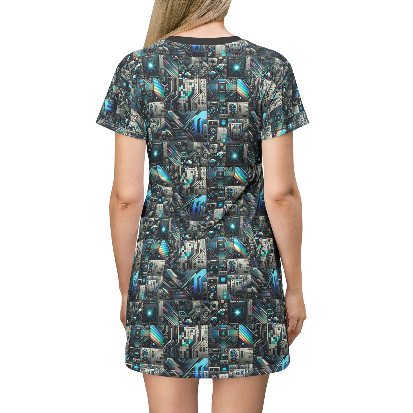 Tech-Infused Futurism Sleek Tech Edge T-Shirt Dress - 8404 Design-48