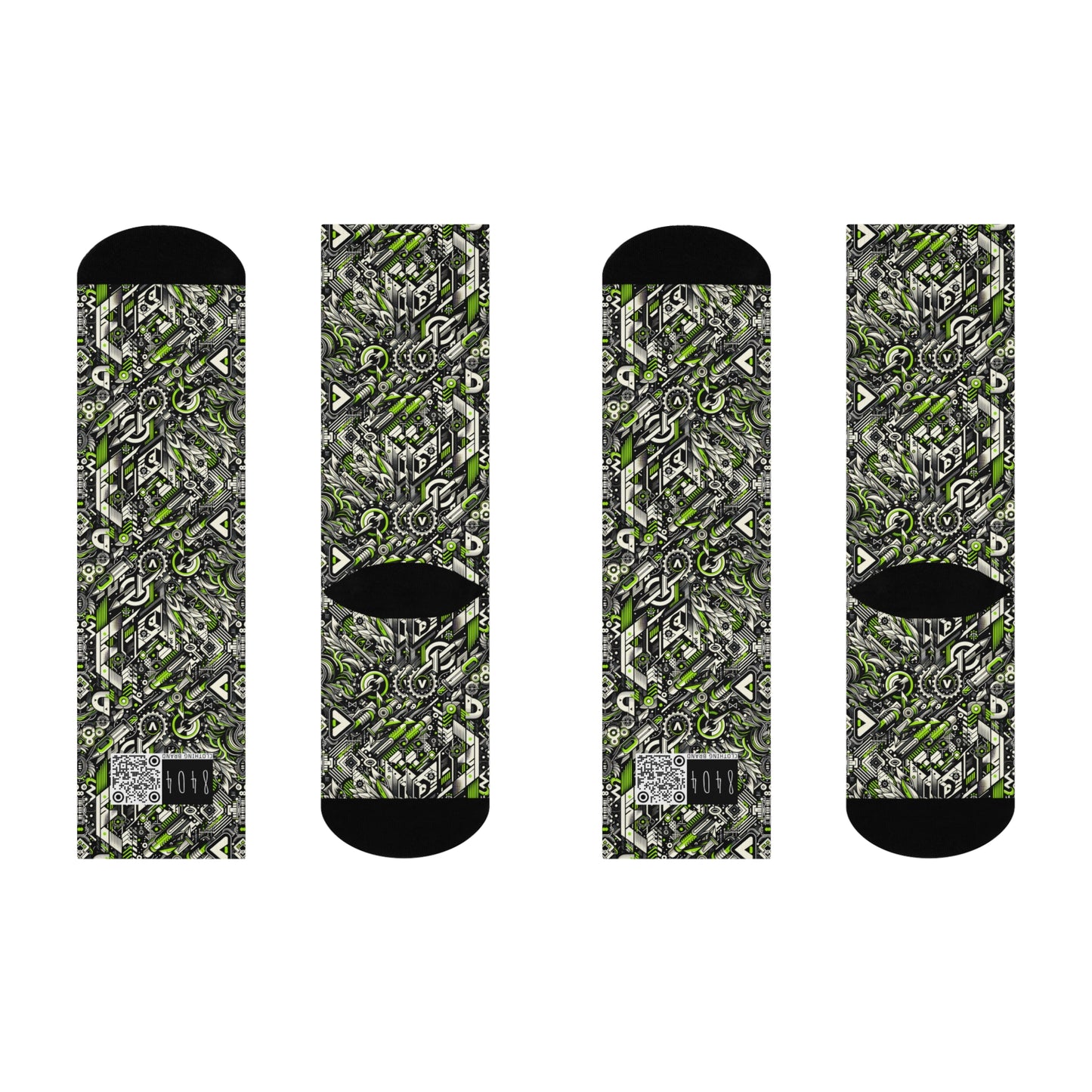 Graffiti Tech Fusion Bold Streetwear Fusion Cushioned Crew Socks - 8404 Design-59