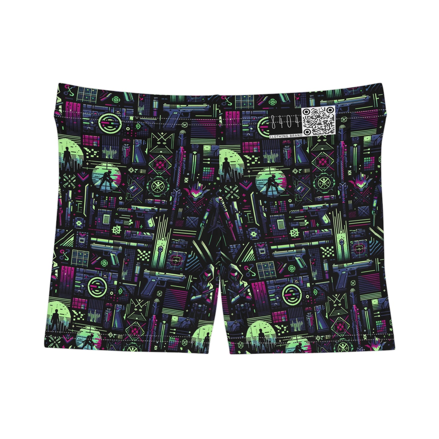 Tech Noir Futuristic Cyberpunk Women's Shorts - 8404 Design-63