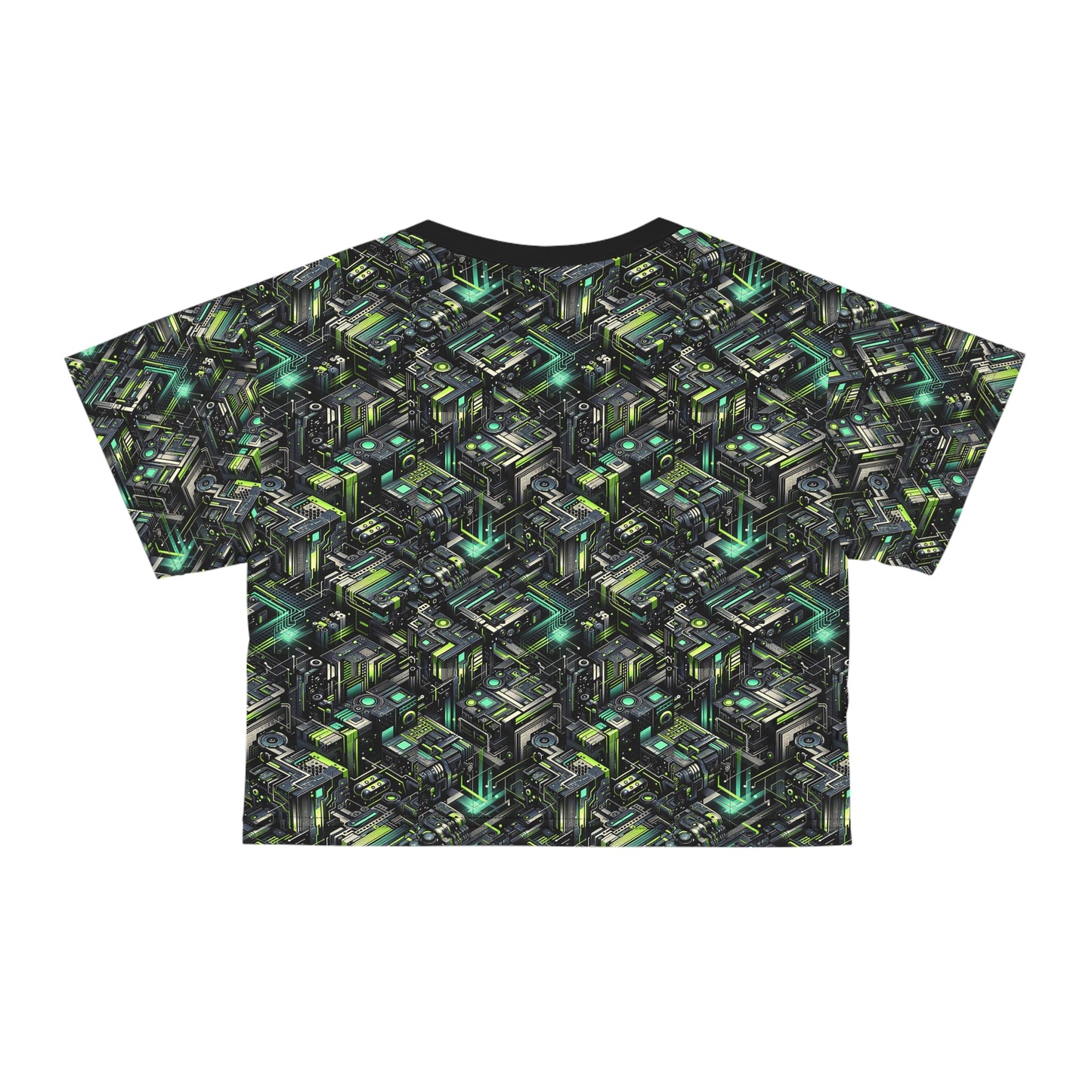 Tech-Infused Graphics Tech-Forward Streetwear Crop Tee - 8404 Design-47