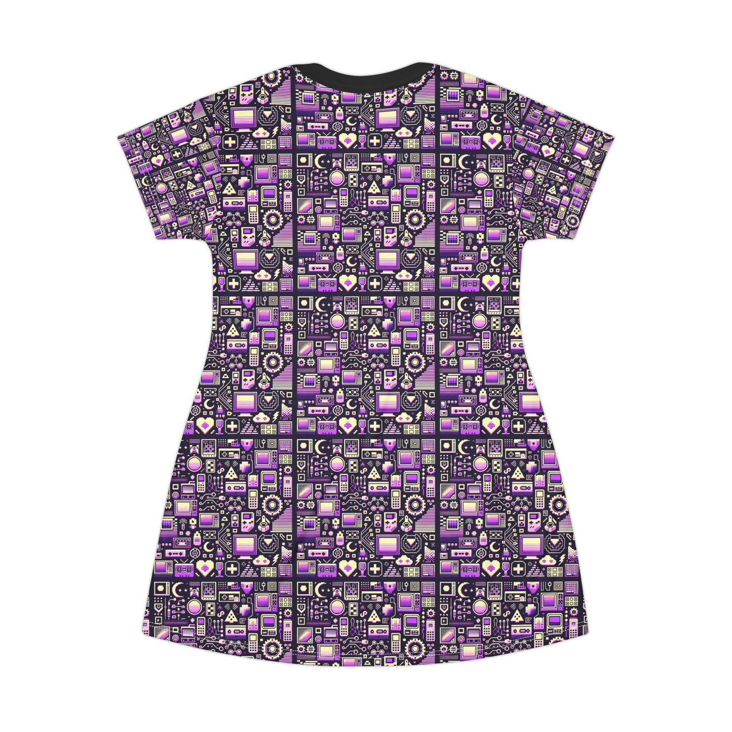 Digital Nostalgia Remix Modern Vintage Fusion T-Shirt Dress - 8404 Design-54