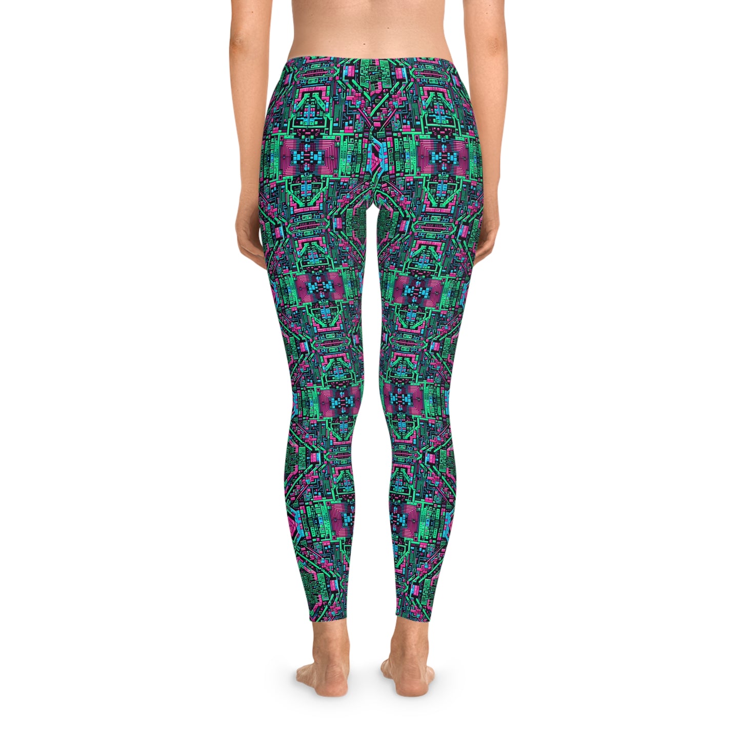 Digital Glitch Vibes Tech-Inspired Streetwear Stretch Leggings - 8404 Design-71