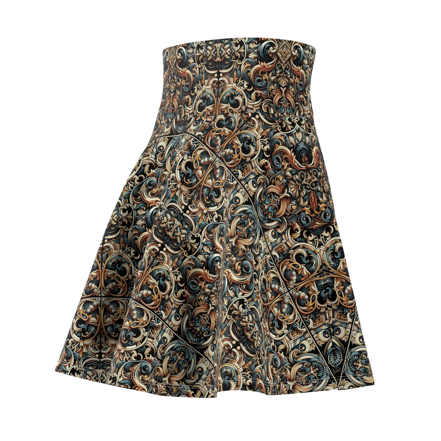 Urban Renaissance Historical Fusion With Street Edge Women's Skater Skirt - 8404 Design-59