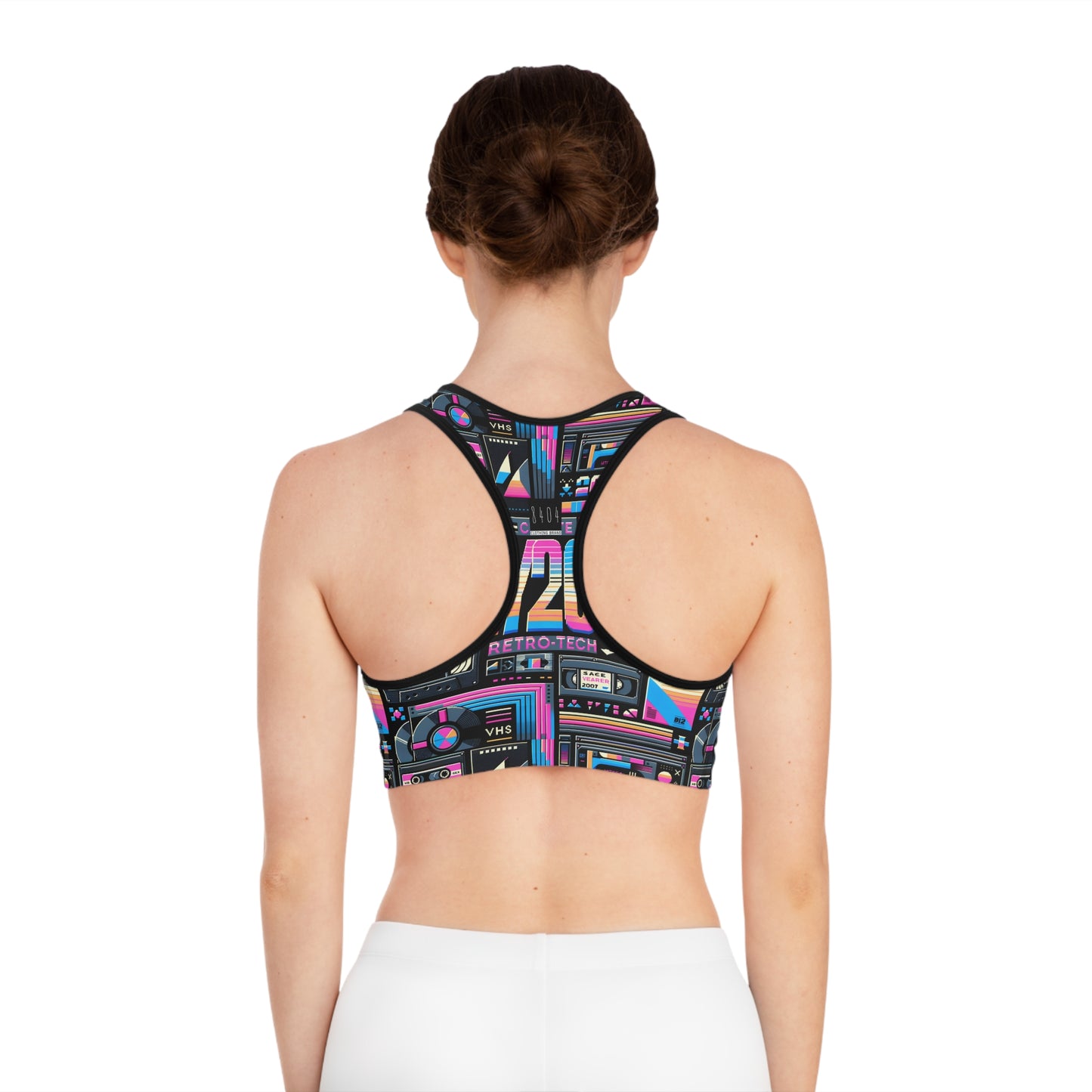 Digital Nostalgia Tech-Inspired Retro Fusion Sports Bra - 8404 Design-65