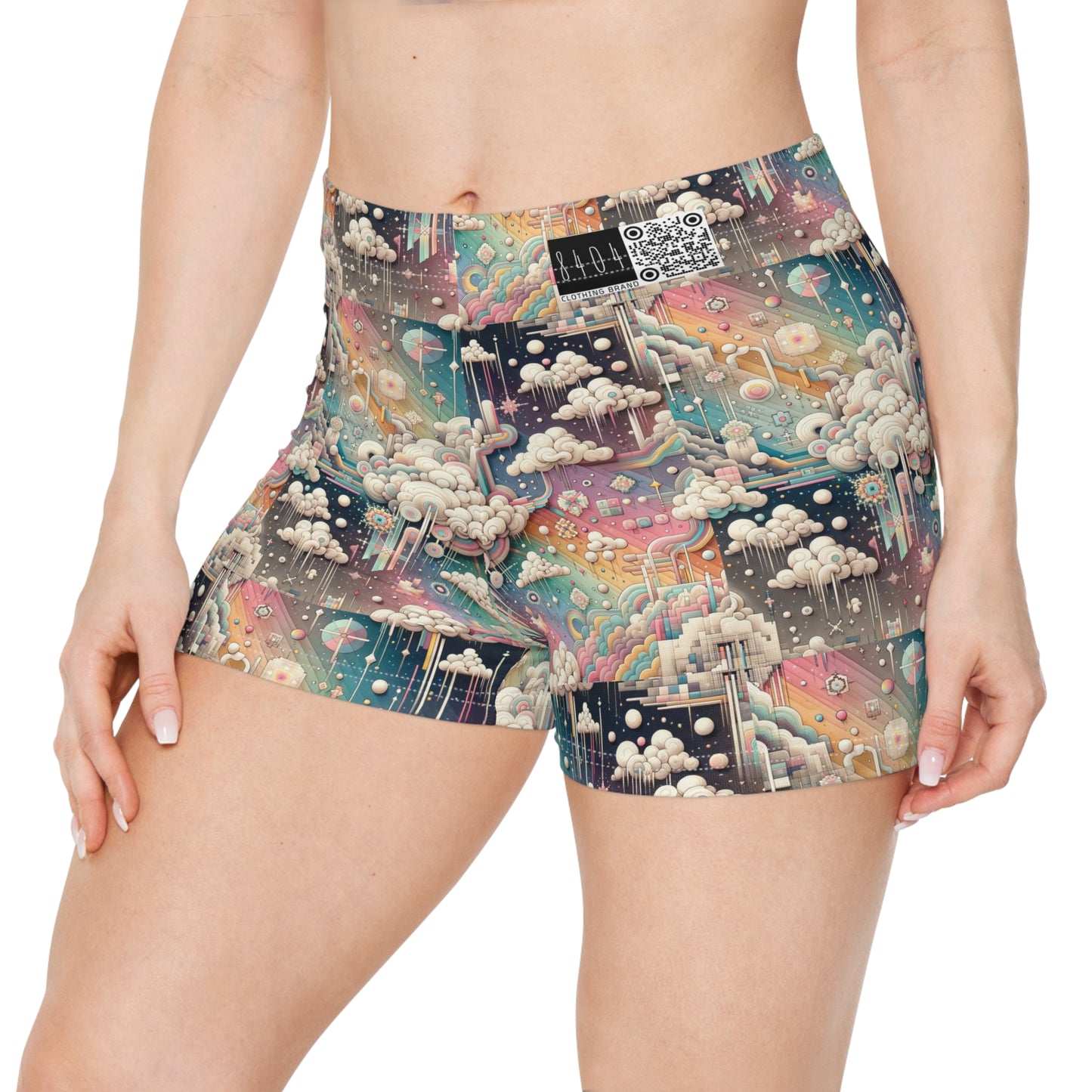 Digital Dreamland Whimsical and Nostalgic Streetwear With a Digital Twist Women's Shorts - 8404 Design-52