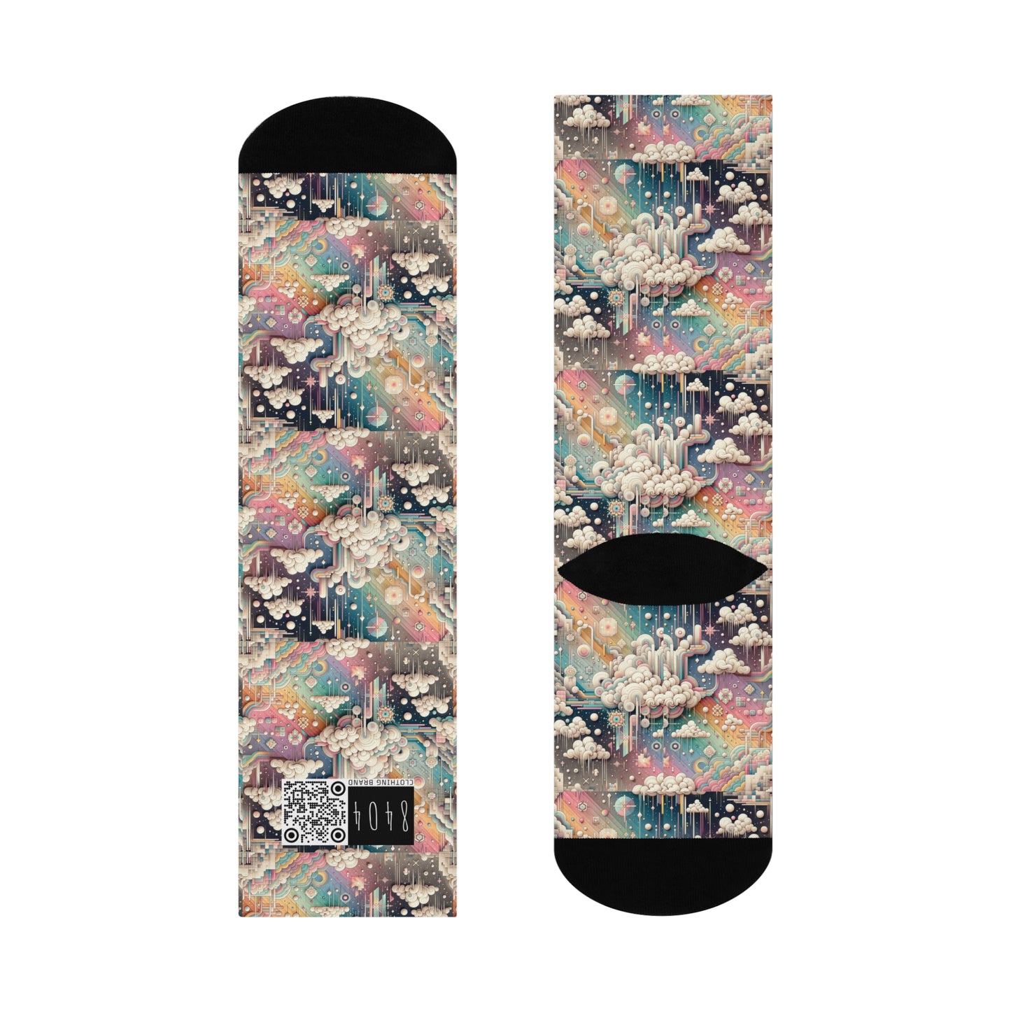 Digital Dreamland Whimsical and Nostalgic Streetwear With a Digital Twist Cushioned Crew Socks - 8404 Design-52