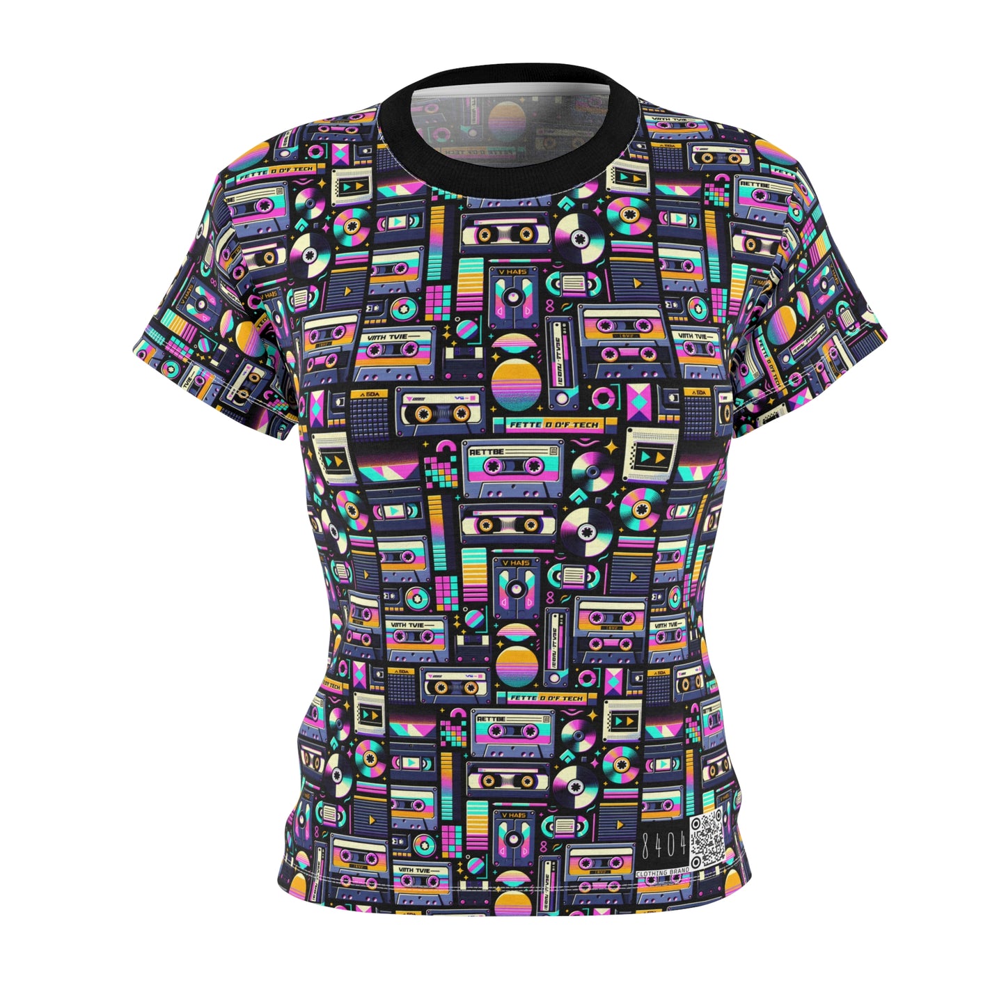 Digital Nostalgia Tech-Inspired Retro Fusion Women's Cut & Sew Tee - 8404 Design-48