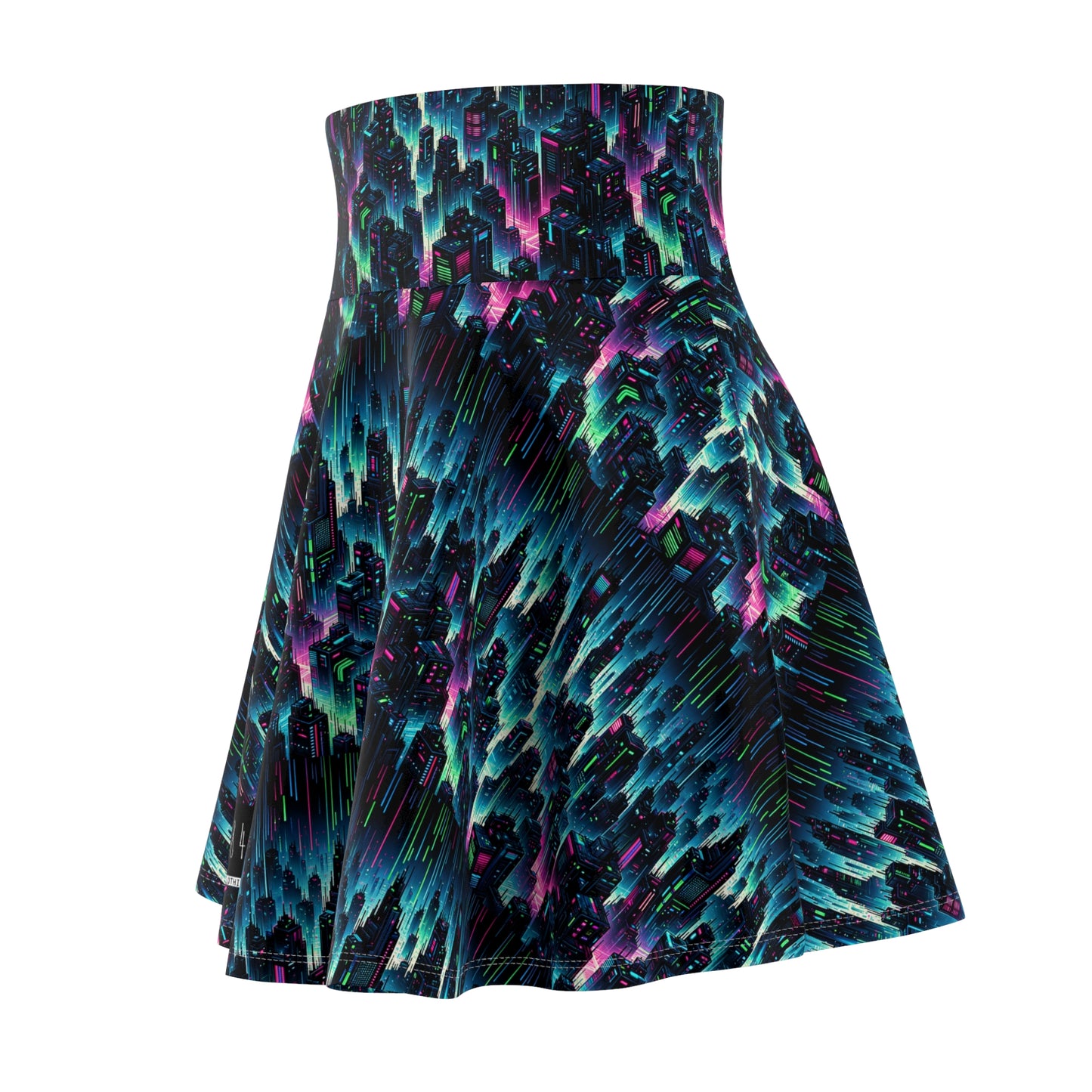 Tech Noir Graphics Cyberpunk Tech Aesthetic Women's Skater Skirt - 8404 Design-53