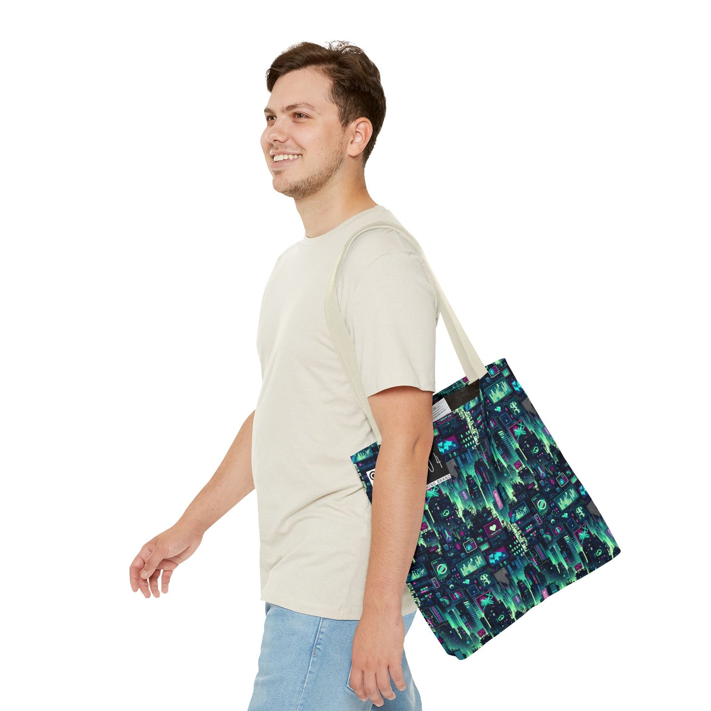 Tech Noir Graphics Futuristic Cyberpunk Tote Bag - 8404 Design-52