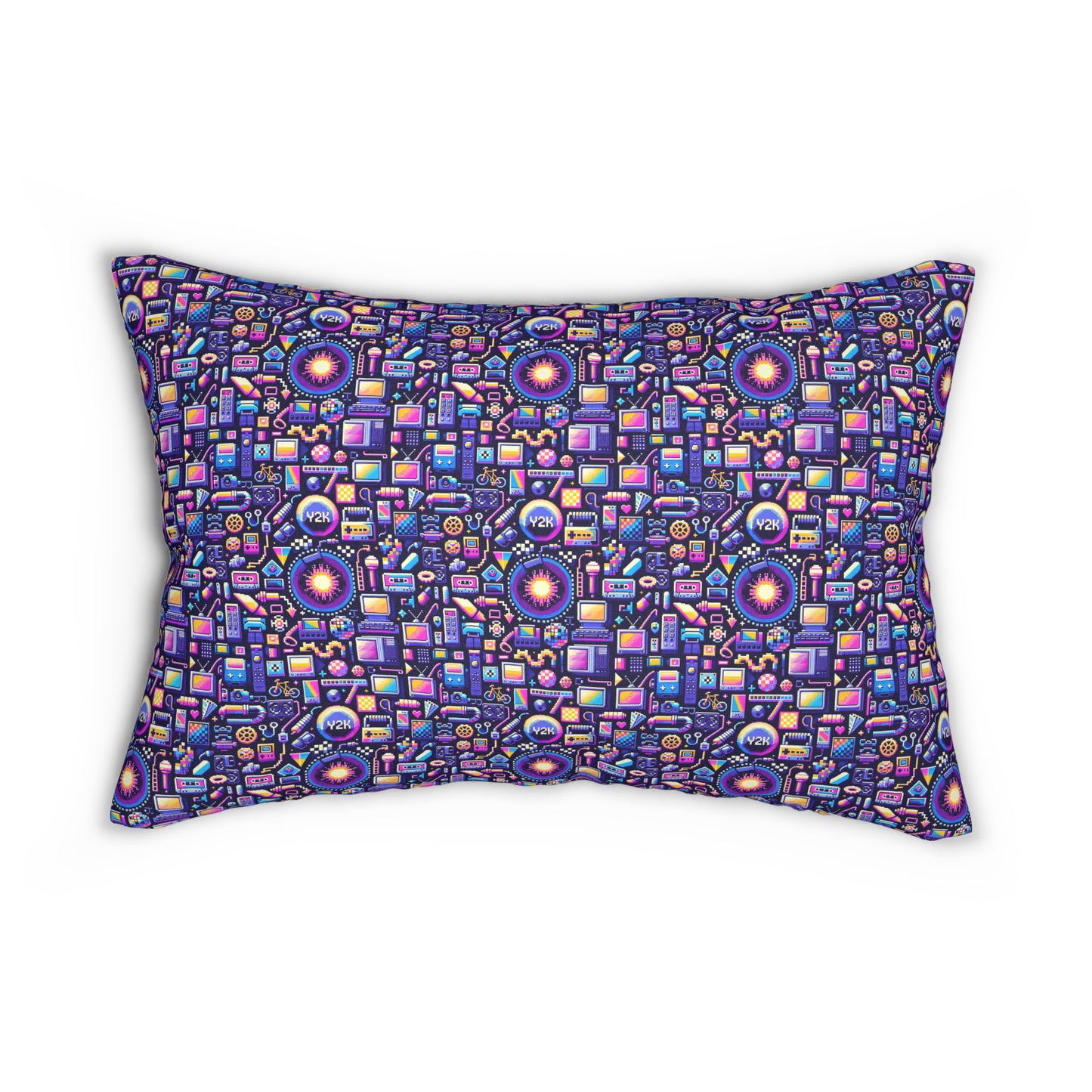 Digital Nostalgia Modern Retro Fusion Spun Polyester Lumbar Pillow - 8404 Design-64 S