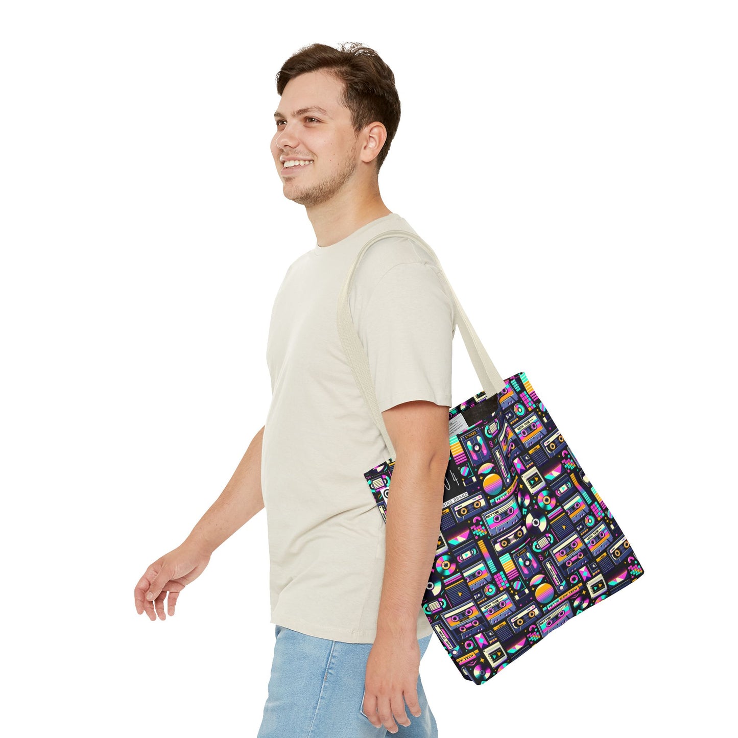 Digital Nostalgia Tech-Inspired Retro Fusion Tote Bag - 8404 Design-48