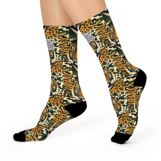Streetwear Safari Urban Jungle Exploration Cushioned Crew Socks - 8404 Design-64
