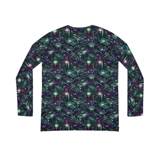 Tech Noir Aesthetics Tech-Forward Urban Dystopia Women's Long Sleeve V-Neck Shirt - 8404 Design-43