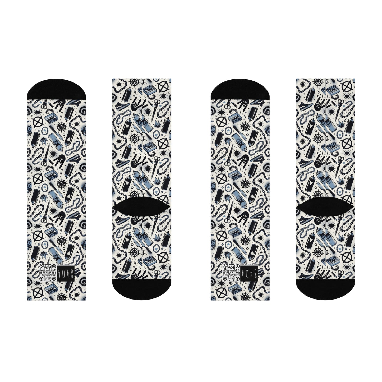 Cultural Rebellion Graphics Edgy and Rebellious With a Hint of Nostalgia Cushioned Crew Socks - 8404 Design-57