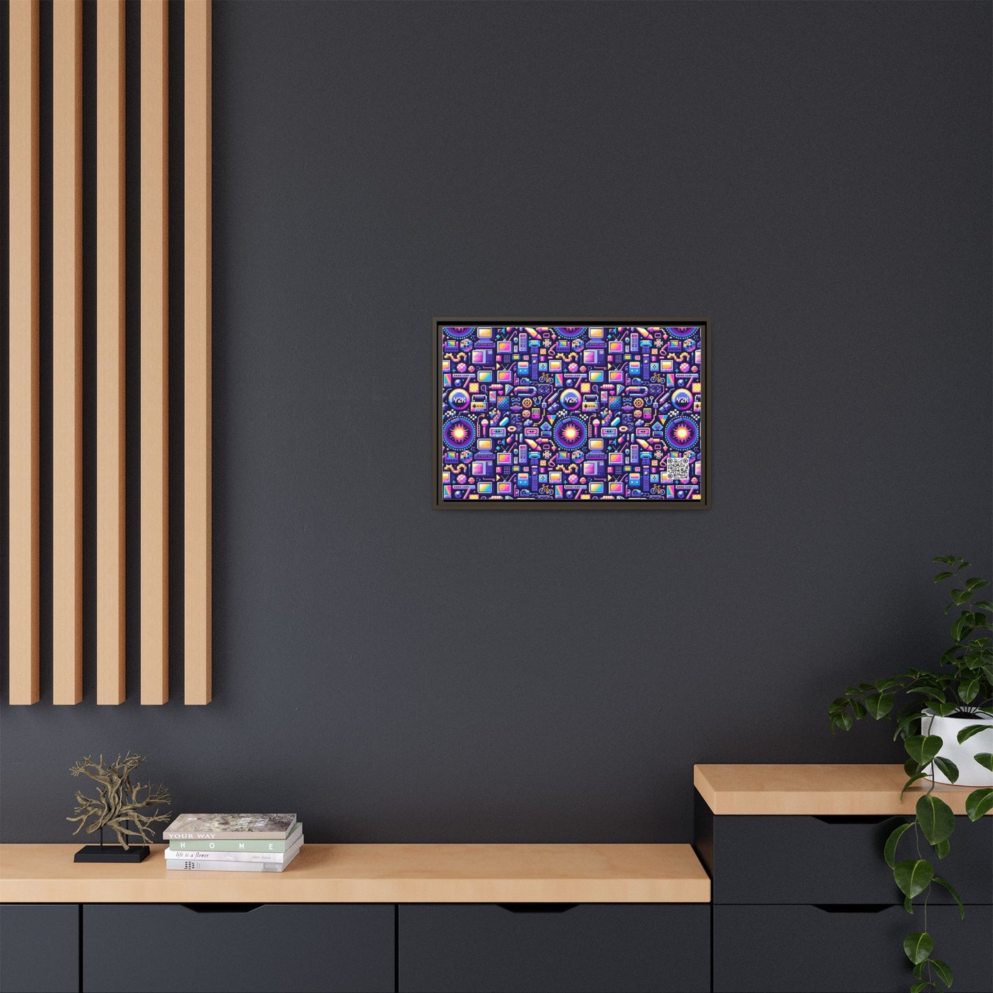 Digital Nostalgia Modern Retro Fusion Matte Canvas, Framed (multi-Color) - 8404 Design-64 B