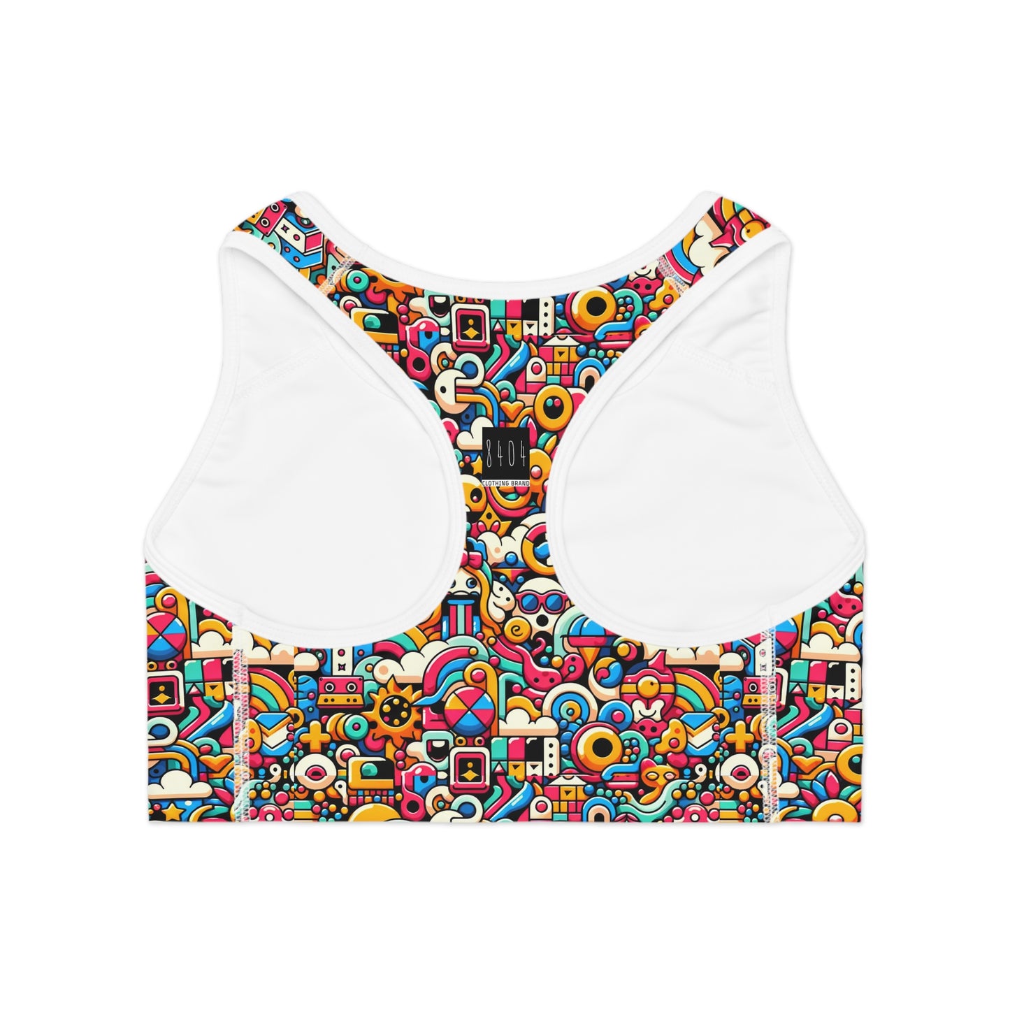 Neon Pop Playful Pop Culture Mashup Sports Bra - 8404 Design-62